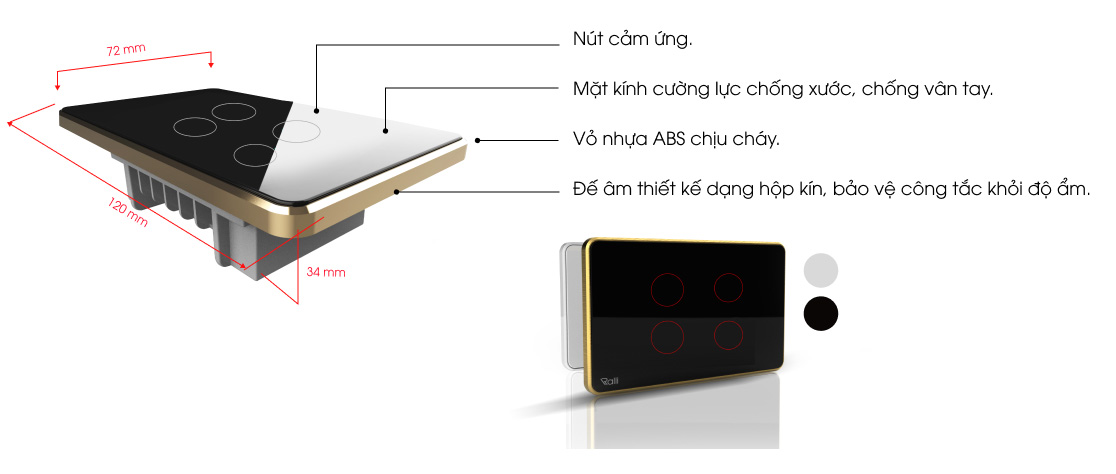 Công tắc thông minh Rạng Đông CTCU.BLE CN.04T Công tắc thông minh Rạng Đông CTCU.BLE CN.04T