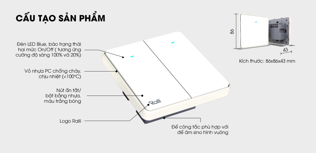 Công tắc thông minh wifi Rạng Đông CTC.WF V1.02 Công tắc thông minh wifi Rạng Đông CTC.WF V1.02