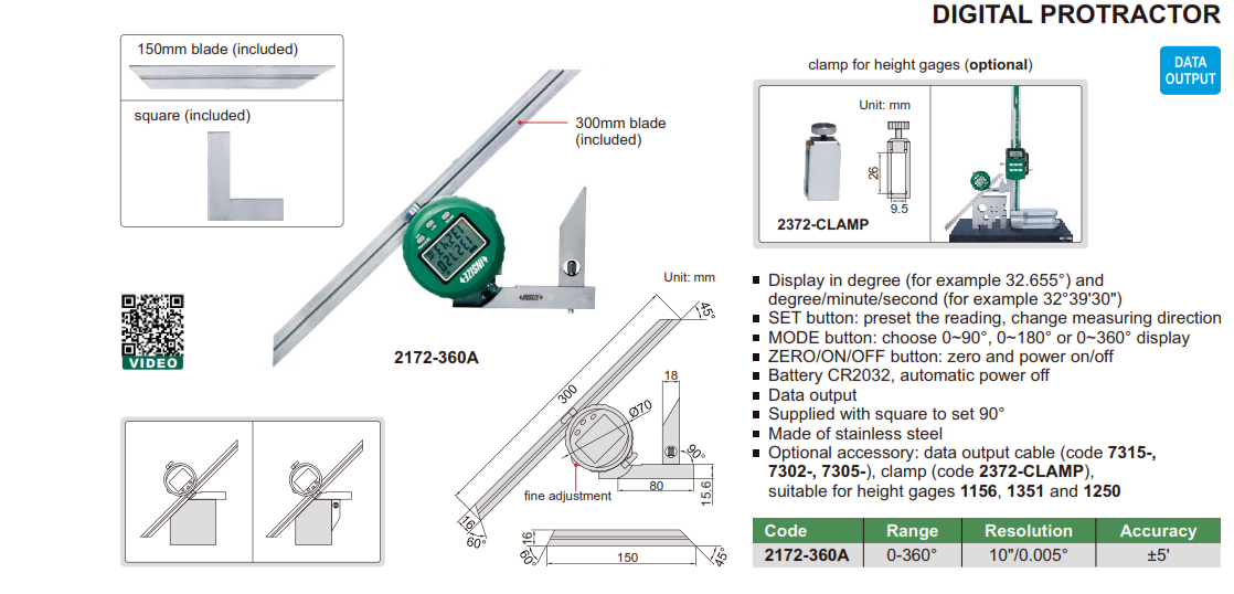 Thước đo góc 0 - 360° điện tử INSIZE 2172-360A 3 Thước đo góc 0 - 360° điện tử INSIZE 2172-360A