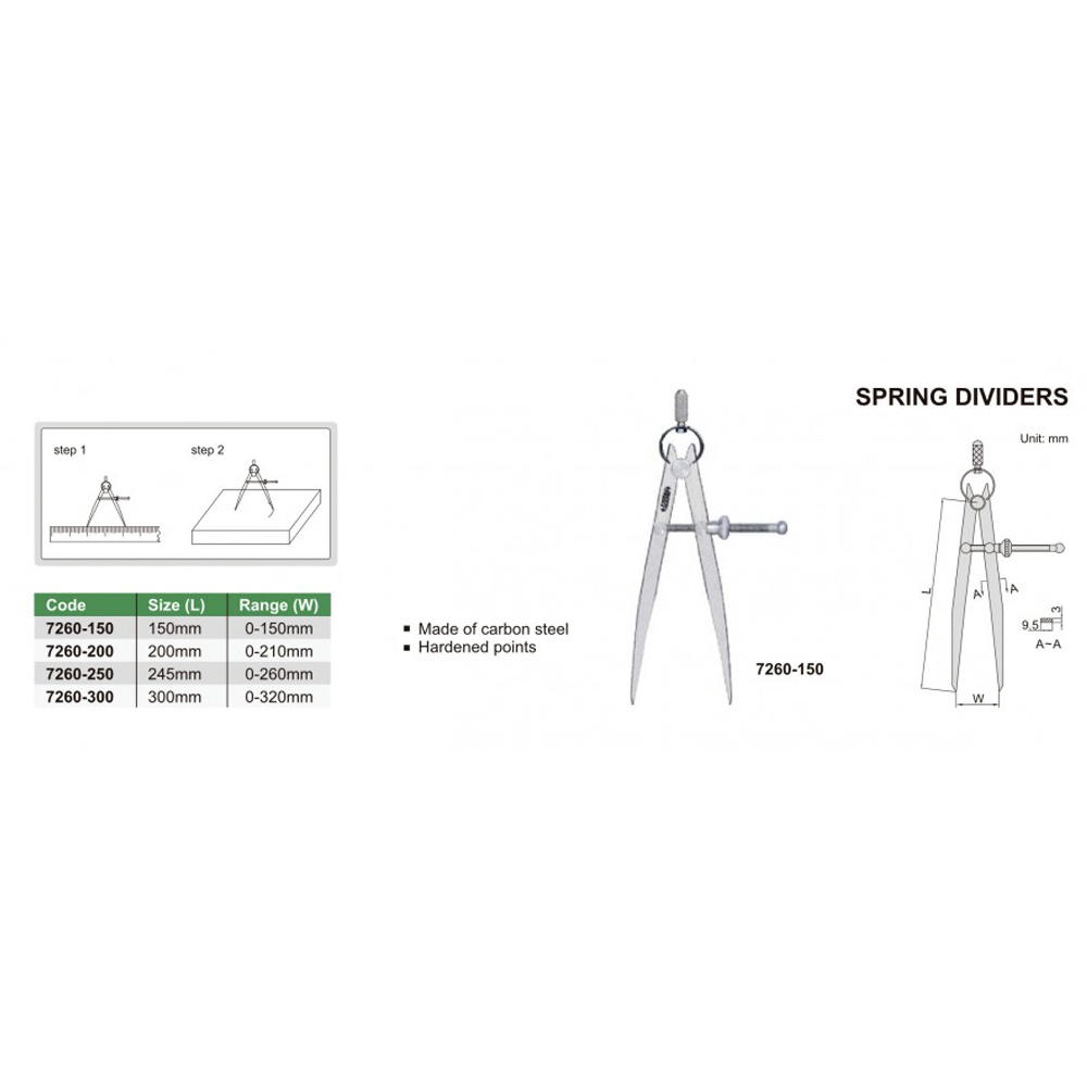 Compa vạch dấu INSIZE 7260-150 (150mm) 4 Compa vạch dấu INSIZE 7260-300
