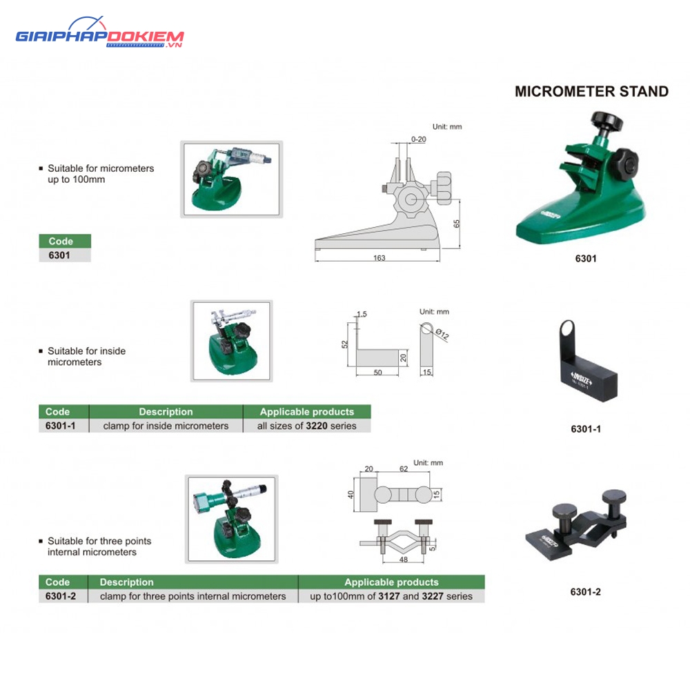 Đế kẹp panme INSIZE 6301 4 Đế kẹp panme INSIZE 6301