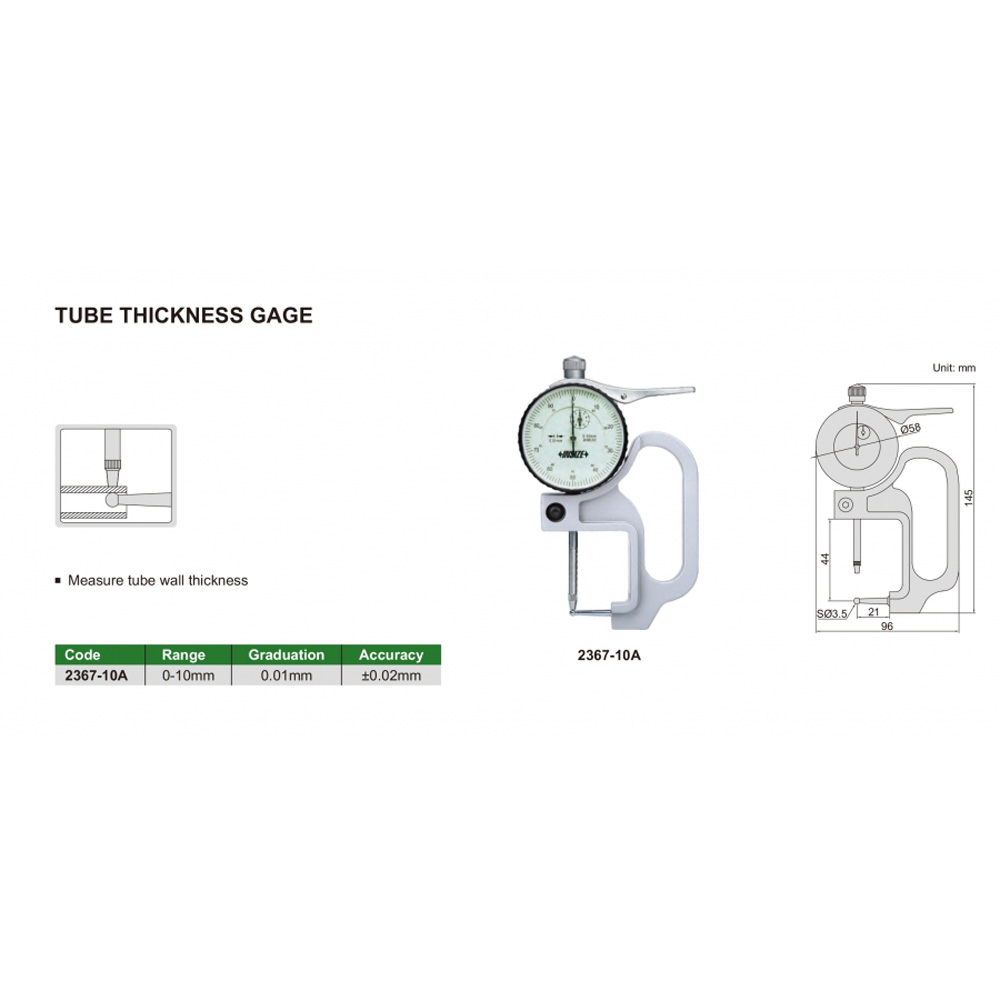 Đồng hồ đo độ dày cơ INSIZE 2367-10A 3 Đồng hồ đo độ dày cơ INSIZE 2367-10A