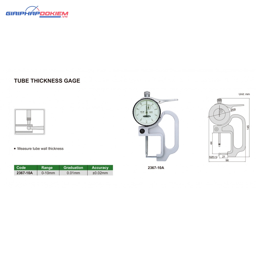 Đồng hồ đo độ dày cơ INSIZE 2367-10A 3 Đồng hồ đo độ dày cơ INSIZE 2367-10A