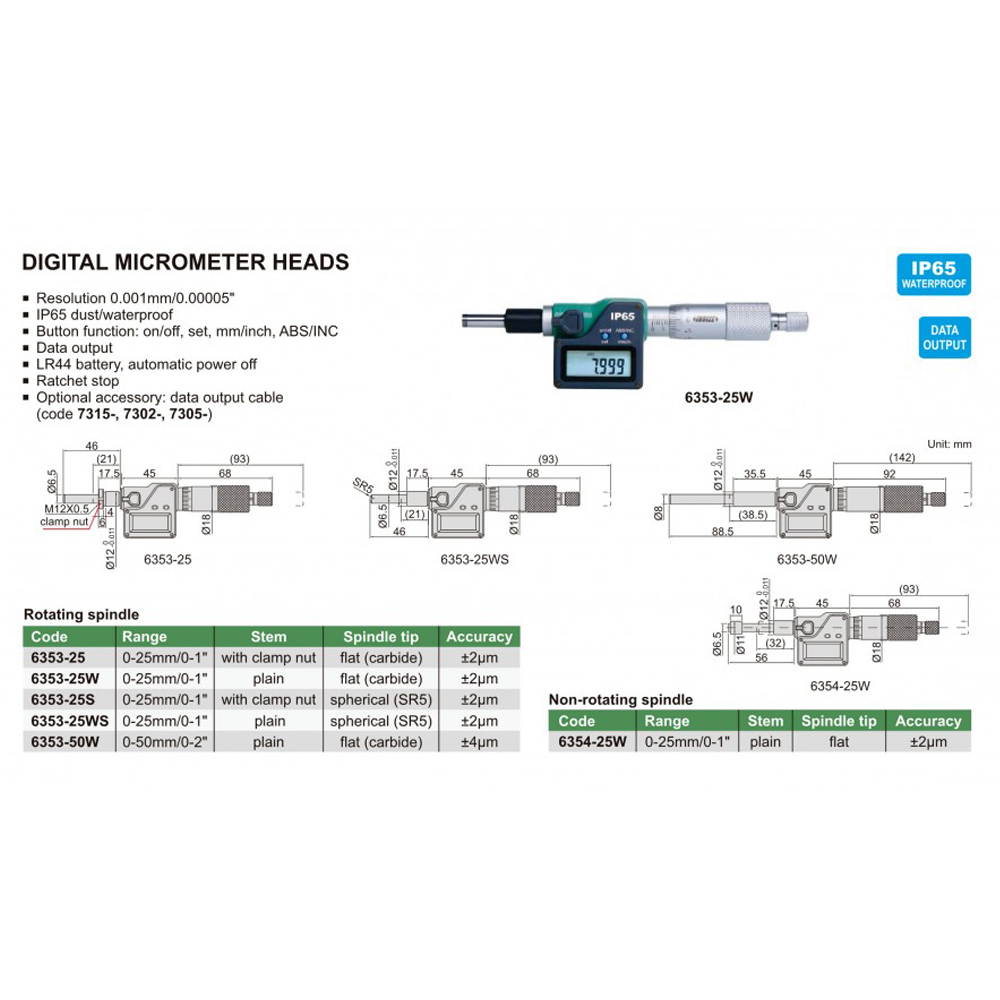 Panme điện tử Insize 6353-25W 3 Panme điện tử Insize 6353-25W