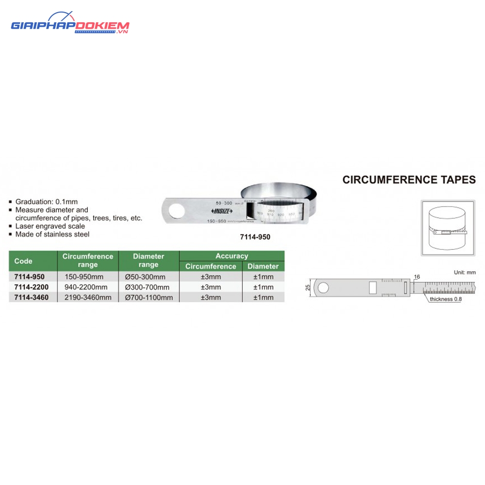 Thước đo chu vi INSIZE 7114-2200 3 Thước đo chu vi INSIZE 7114-2200 - Ảnh 2