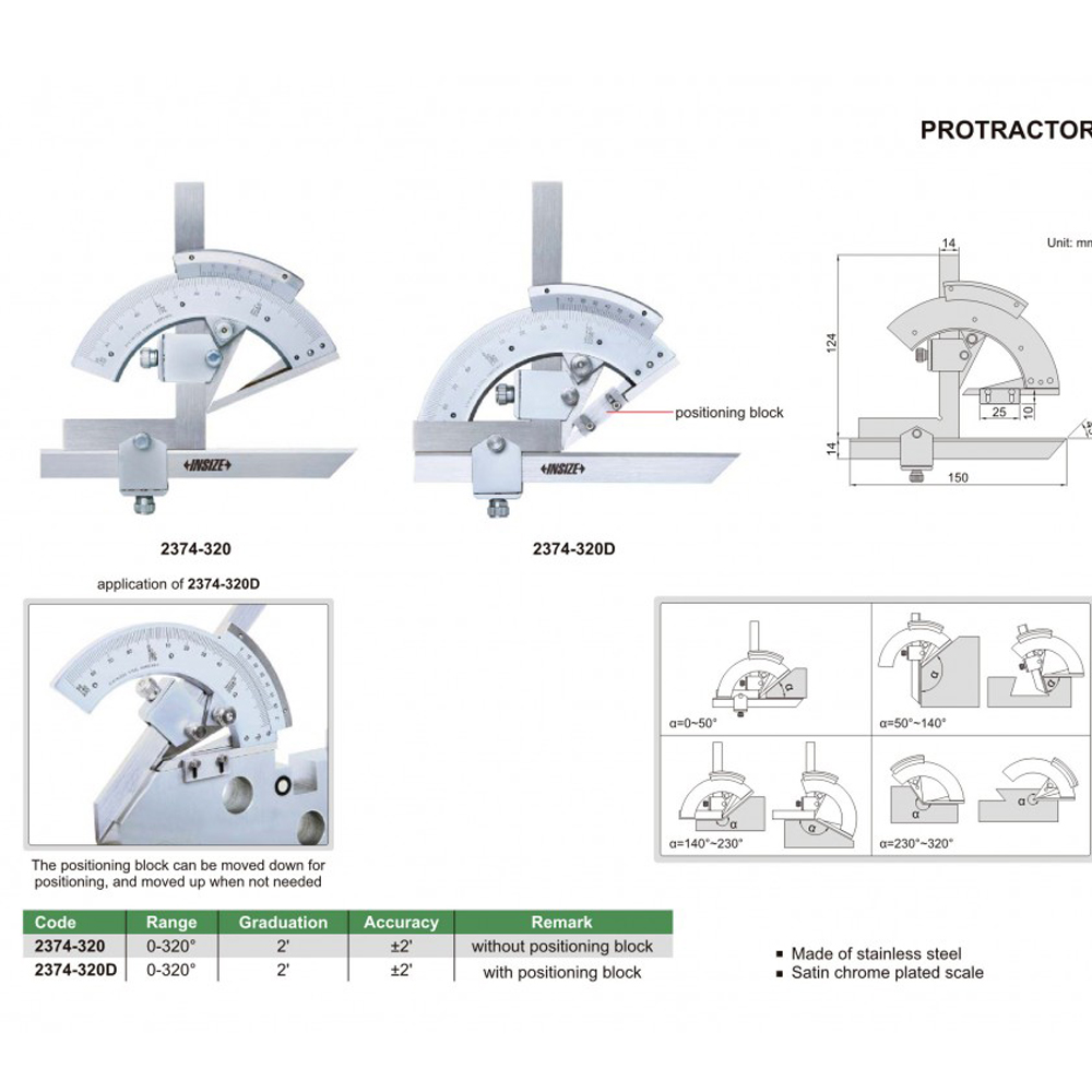Thước đo góc INSIZE 2374-320 2 Thước đo góc INSIZE 2374-320