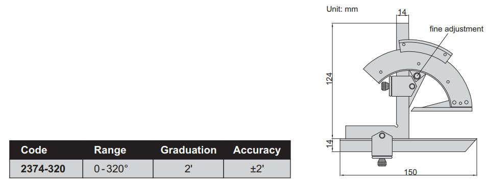 Thước đo góc INSIZE 2374-320 Thước đo góc INSIZE 2374-320