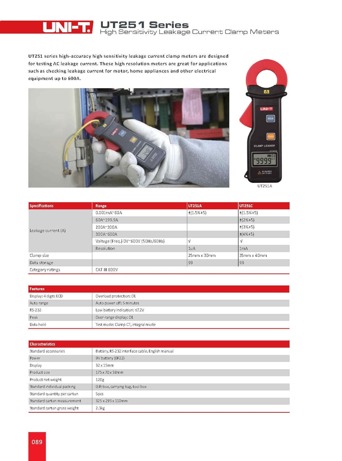 Ampe kìm đo dòng rò UNI-T UT251A 14 Ampe kìm đo dòng rò UNI-T UT251A - Ảnh 9