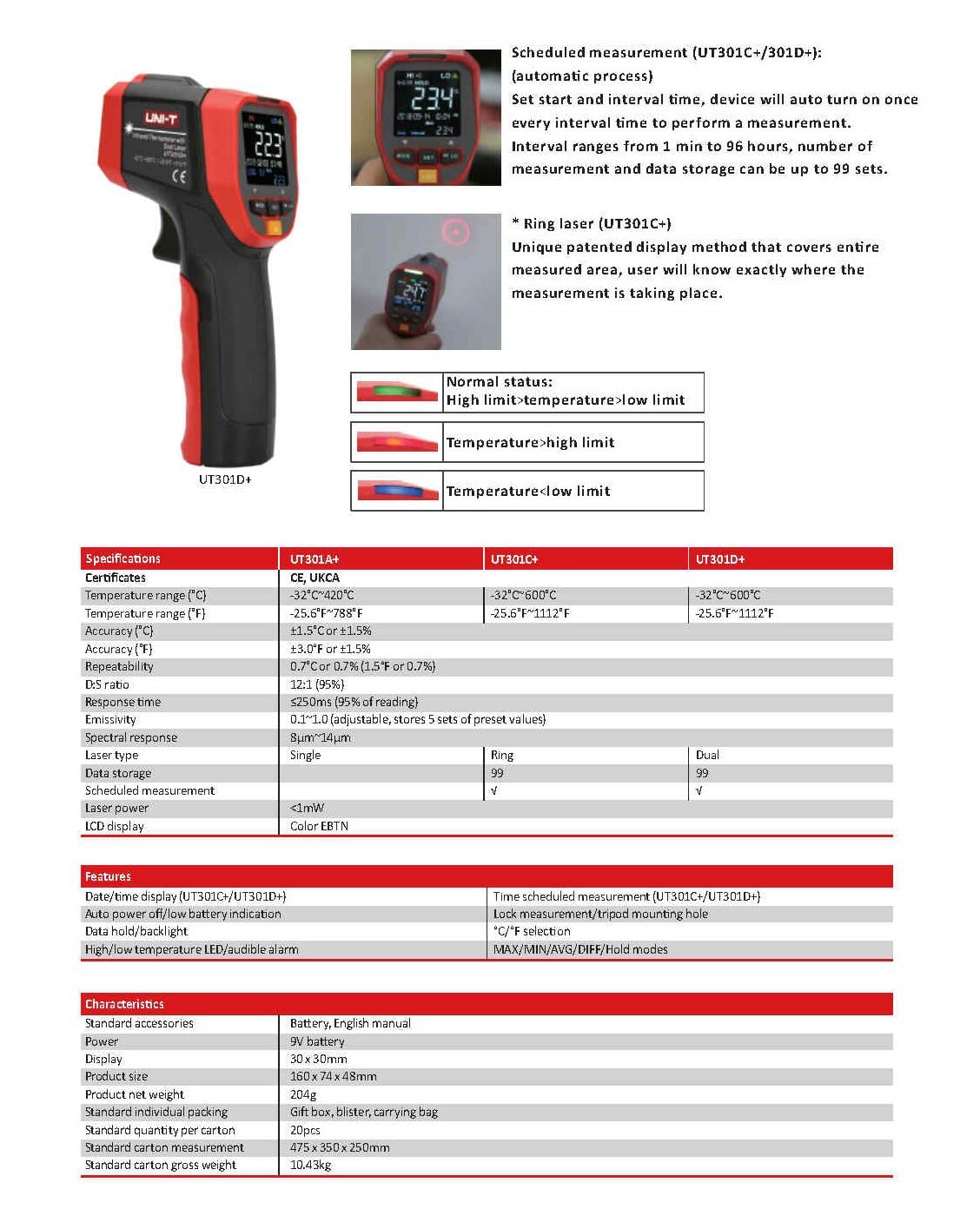 Thiết bị đo nhiệt độ hồng ngoại UNI-T UT301D+ 10 Thiết bị đo nhiệt độ hồng ngoại UNI-T UT301D+ - Ảnh 6