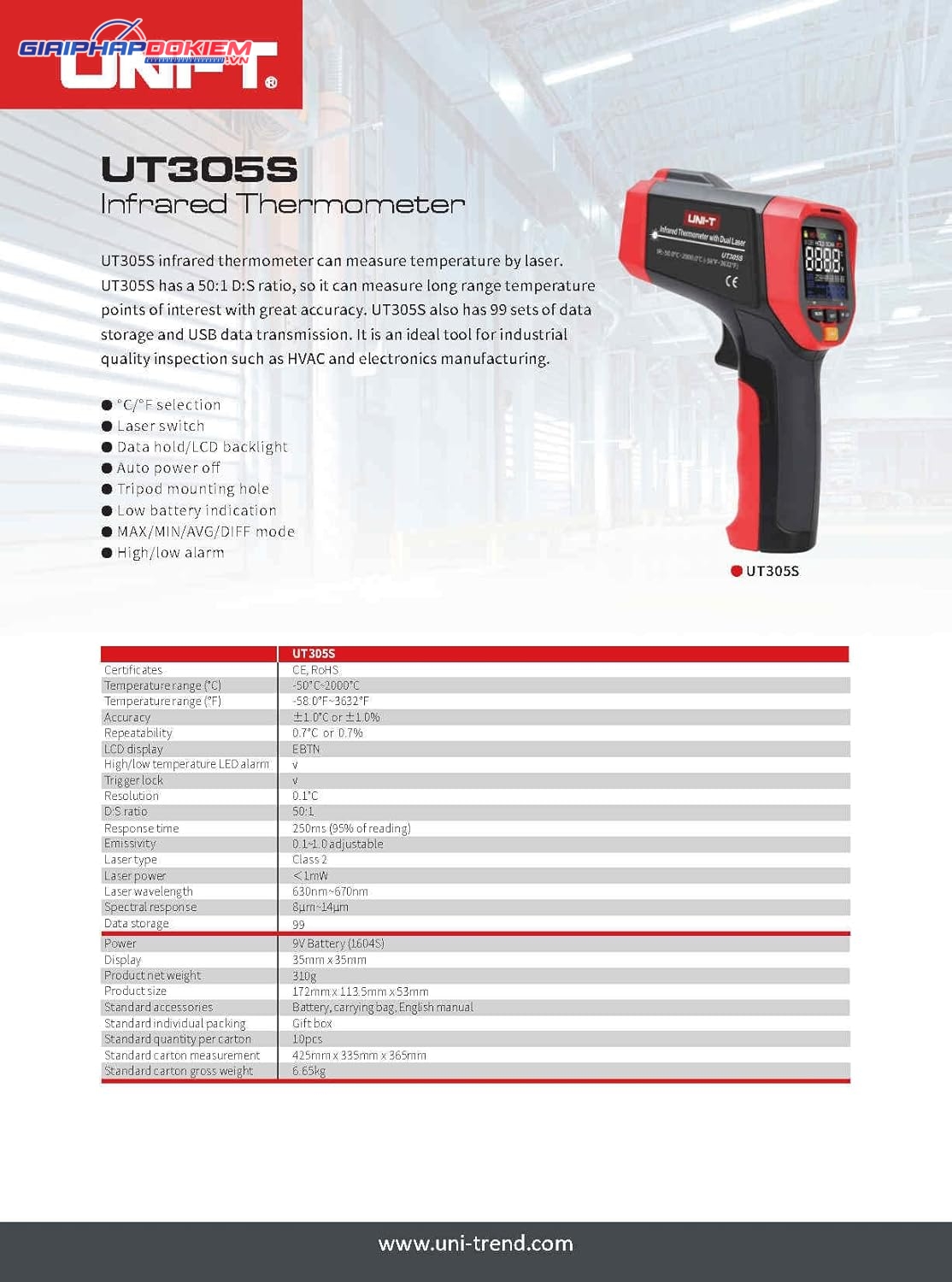 Thiết bị đo nhiệt độ hồng ngoại UNI-T UT305S 18 Thiết bị đo nhiệt độ hồng ngoại UNI-T UT305S - Ảnh 13