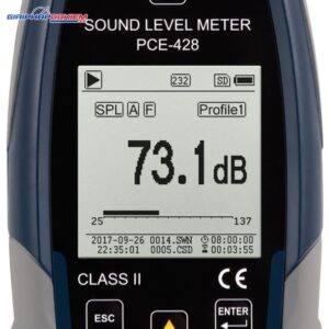 Máy đo SPL ngoài trời PCE PCE-428-EKIT-ICA bao gồm Chứng nhận hiệu chuẩn ISO 34 PCE 428 Decibelmeter datalogger 11