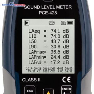 Máy đo SPL ngoài trời PCE PCE-428-EKIT-ICA bao gồm Chứng nhận hiệu chuẩn ISO 35 PCE 428 Decibelmeter datalogger 12