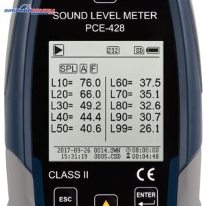Máy đo SPL ngoài trời PCE PCE-428-EKIT-ICA bao gồm Chứng nhận hiệu chuẩn ISO 36 PCE 428 Decibelmeter datalogger 13