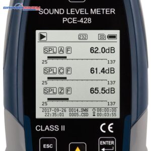 Máy đo SPL ngoài trời PCE PCE-428-EKIT-ICA bao gồm Chứng nhận hiệu chuẩn ISO 37 PCE 428 Decibelmeter datalogger 14