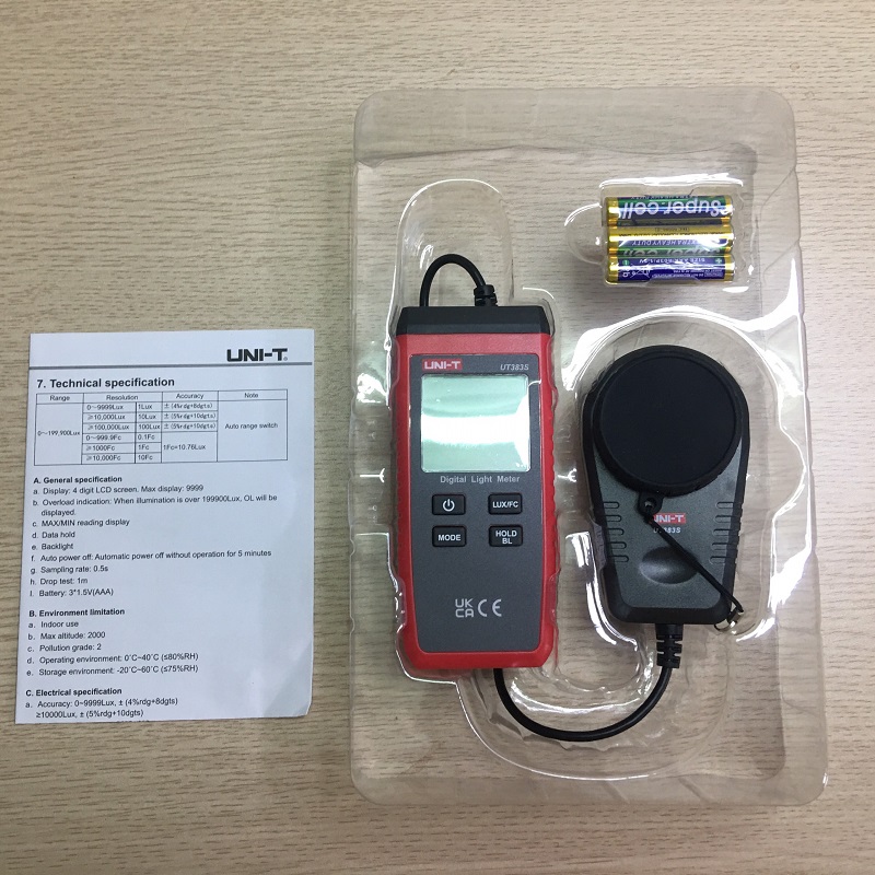 Thiết bị đo cường độ ánh sáng UNI-T UT383S 10 Thiết bị đo cường độ ánh sáng UNI-T UT383S - Ảnh 5