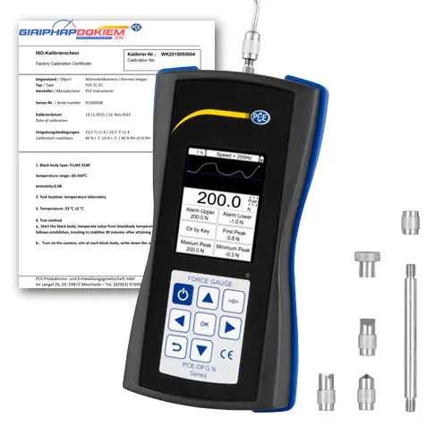Máy đo lực PCE PCE-DFG N 200-ICA bao gồm Giấy chứng nhận hiệu chuẩn ISO 9 Máy đo lực PCE PCE-DFG N 200-ICA bao gồm Giấy chứng nhận hiệu chuẩn ISO