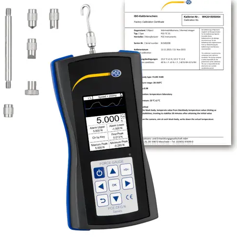 Máy đo lực PCE PCE-DFG N 5-ICA bao gồm Giấy chứng nhận hiệu chuẩn ISO