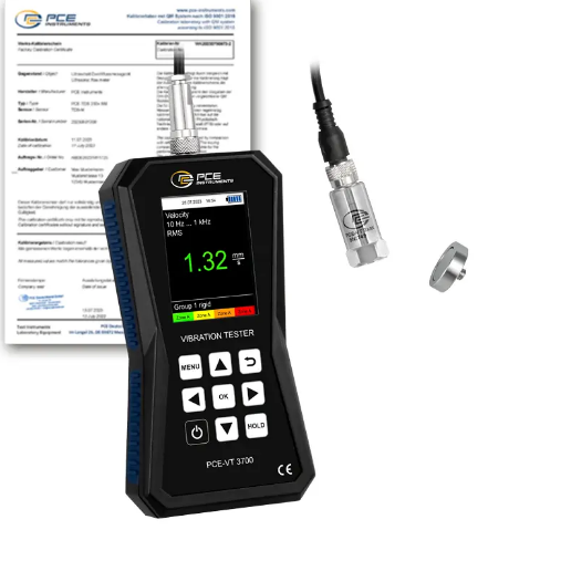 Máy đo gia tốc PCE PCE-VT 3700-ICA bao gồm Chứng nhận hiệu chuẩn ISO