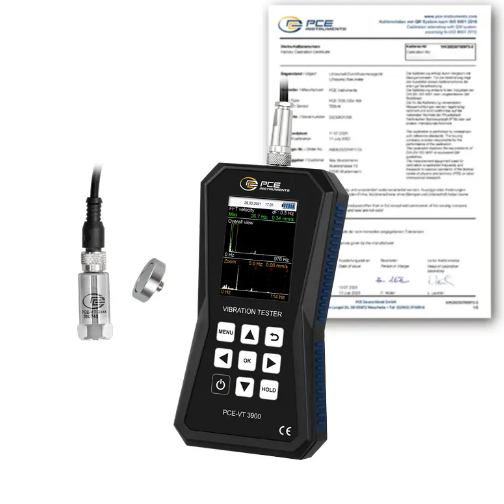 Máy đo gia tốc PCE PCE-VT 3900-ICA bao gồm Chứng nhận hiệu chuẩn ISO