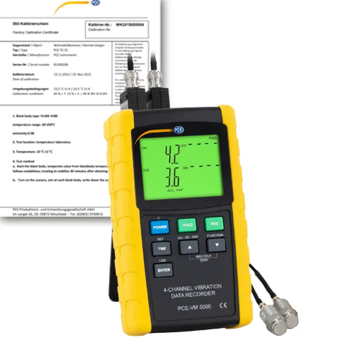 Máy đo gia tốc PCE PCE-VM 5000-ICA Bao gồm Chứng nhận hiệu chuẩn ISO