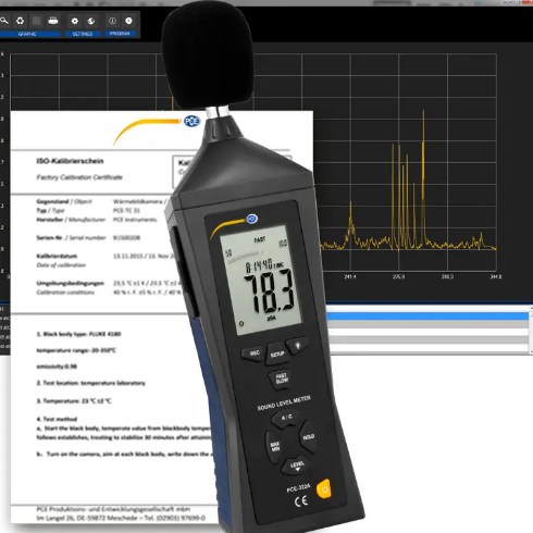 Máy đo độ ồn SPL PCE PCE-322ALEQ-ICA bao gồm Giấy chứng nhận hiệu chuẩn ISO