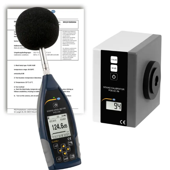 Máy đo độ ồn SPL loại 1 PCE PCE-430-SC 09-ICA bao gồm Chứng nhận hiệu chuẩn ISO