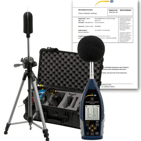Máy đo độ ồn SPL ngoài trời PCE PCE-430-EKIT-ICA bao gồm Chứng nhận hiệu chuẩn ISO