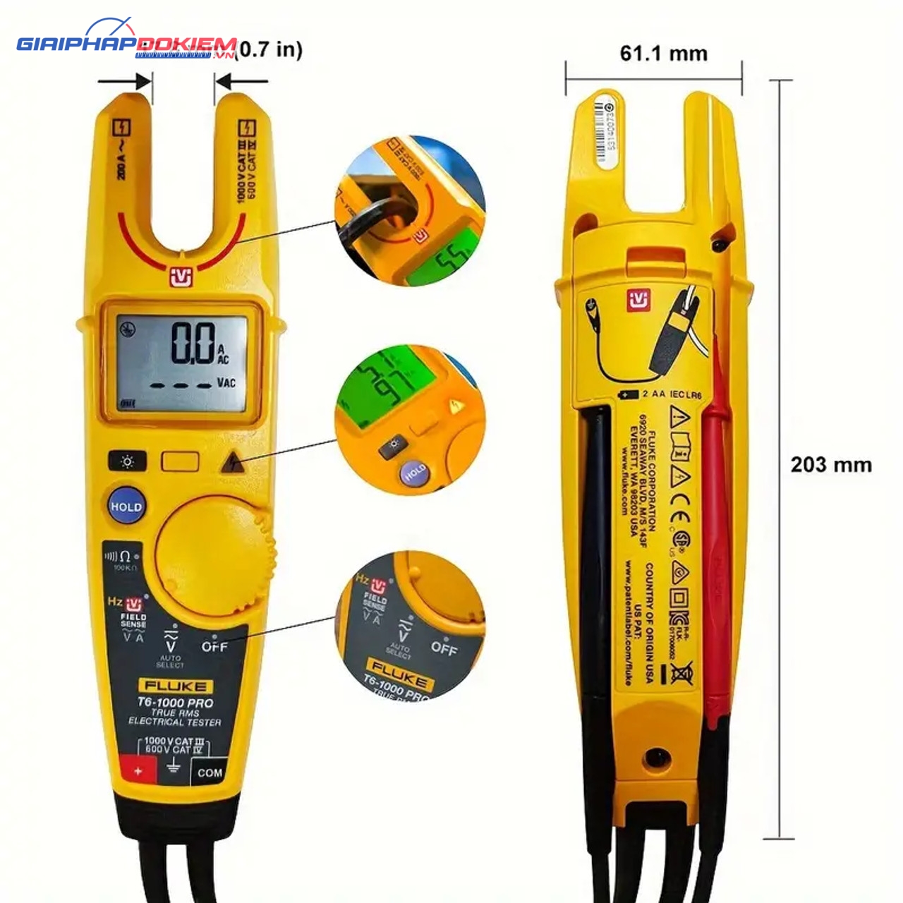 Ampe Kìm Đo Dòng AC Fluke T6-1000 PRO 12 Ampe Kìm Đo Dòng AC Fluke T6-1000 PRO - Ảnh 2