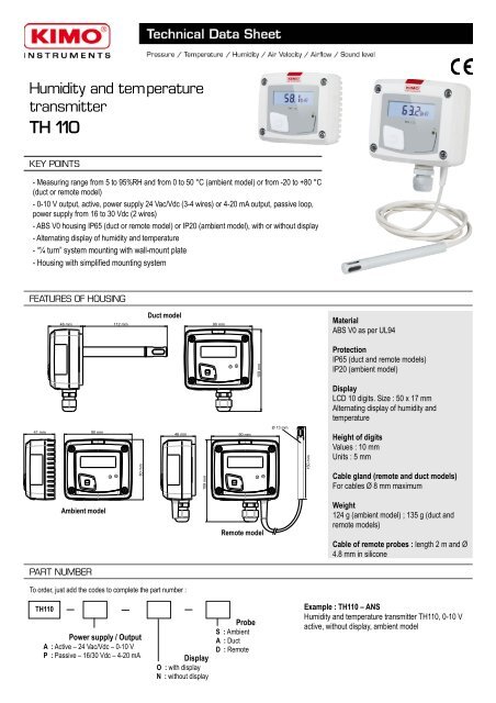 Máy đo nhiệt độ độ ẩm KIMO TH110 37 Máy đo nhiệt độ độ ẩm KIMO TH110