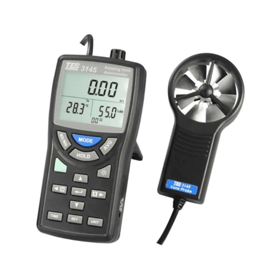 Máy đo tốc độ gió TES 3145U 13 Hướng dẫn sử dụng Pin Vỏ đựng máy Cáp USB CD phần mềm