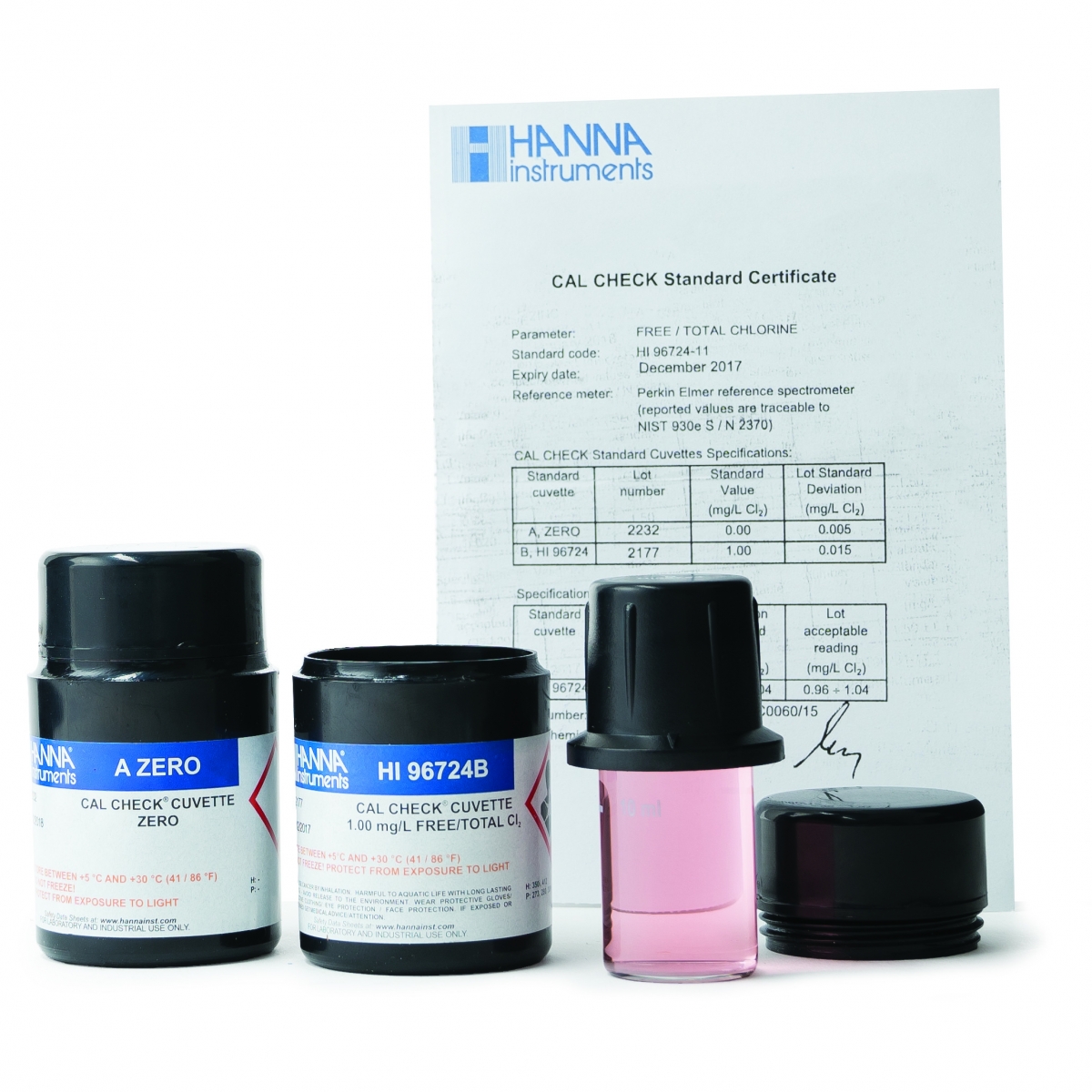 Dung Dịch CAL Check™ Chuẩn Clo Dư Và Clo Tổng Dùng Cho Máy HI96724 Hanna HI96724-11 Dung Dịch CAL Check™ Chuẩn Clo Dư Và Clo Tổng Dùng Cho Máy HI96724 Hanna HI96724-11