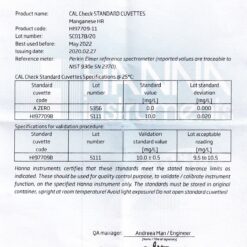 Dung Dịch CAL Check™ Chuẩn Mangan HR Dùng Cho Máy Đo Quang Hanna HI97709-11 3 dung dich cal check chuan mangan hr dung cho may do quang hanna hi97709 11 1