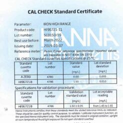 Dung Dịch CAL Check™ Chuẩn Sắt Thang Cao Dùng Cho Máy HI96721 Hanna HI96721-11 4 dung dich cal check chuan sat thang cao dung cho may hi96721 hanna hi96721 11 1