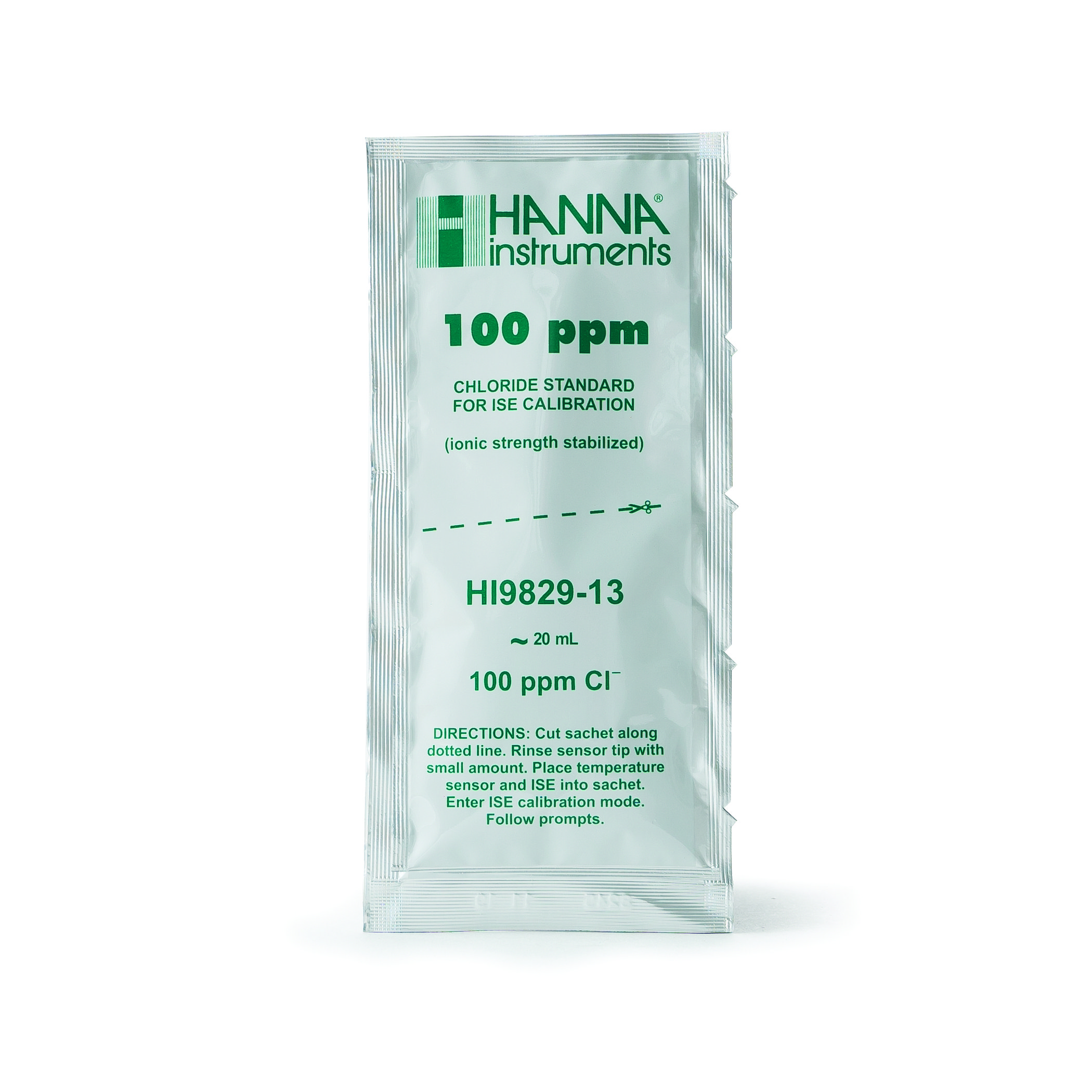 Dung Dịch Hiệu Chuẩn Cloride 100ppm Dạng Gói 20mL (25 Gói) Hanna HI9829-13 1 Dung Dịch Hiệu Chuẩn Cloride 100ppm Dạng Gói 20mL (25 Gói) Hanna HI9829-13