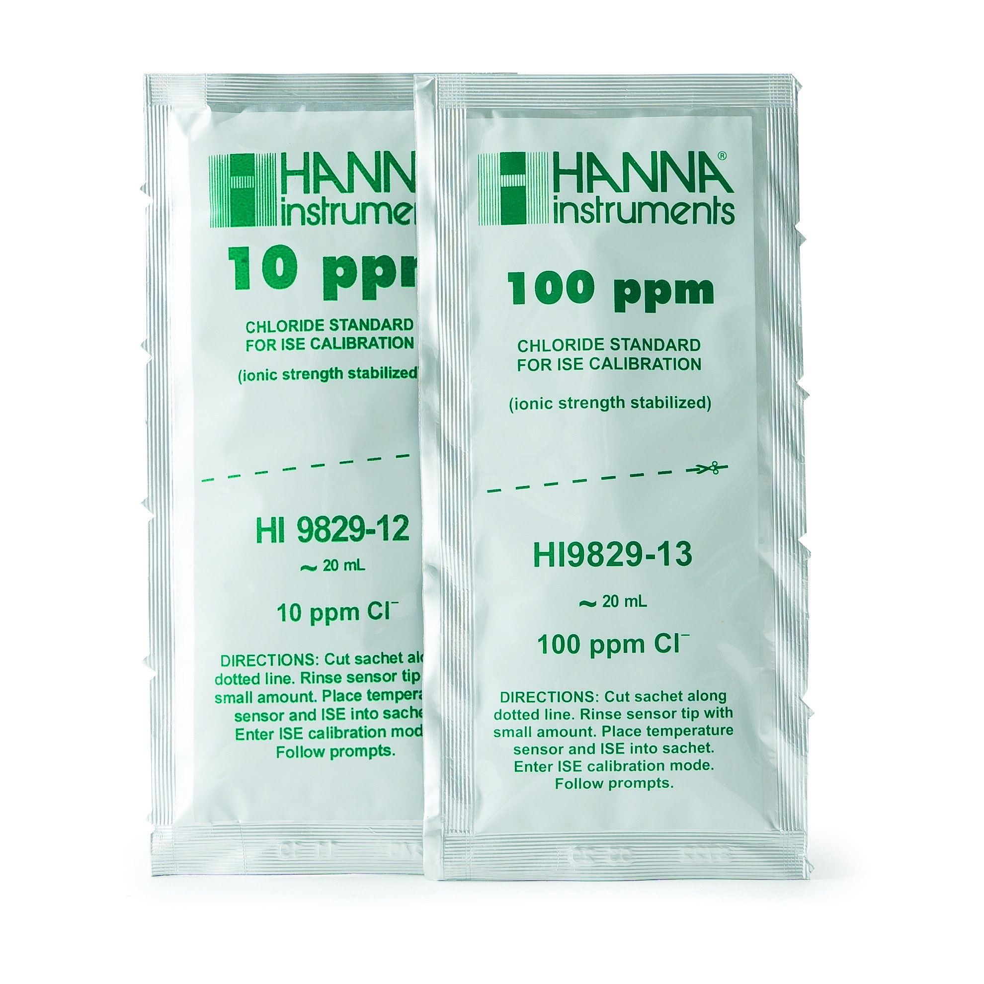 Dung Dịch Hiệu Chuẩn Cloride 10ppm Dạng Gói 20mL (10 Gói Mỗi Loại) Hanna HI9829-12/13 2 Dung Dịch Hiệu Chuẩn Cloride 10ppm Dạng Gói 20mL (10 Gói Mỗi Loại) Hanna HI9829-12/13