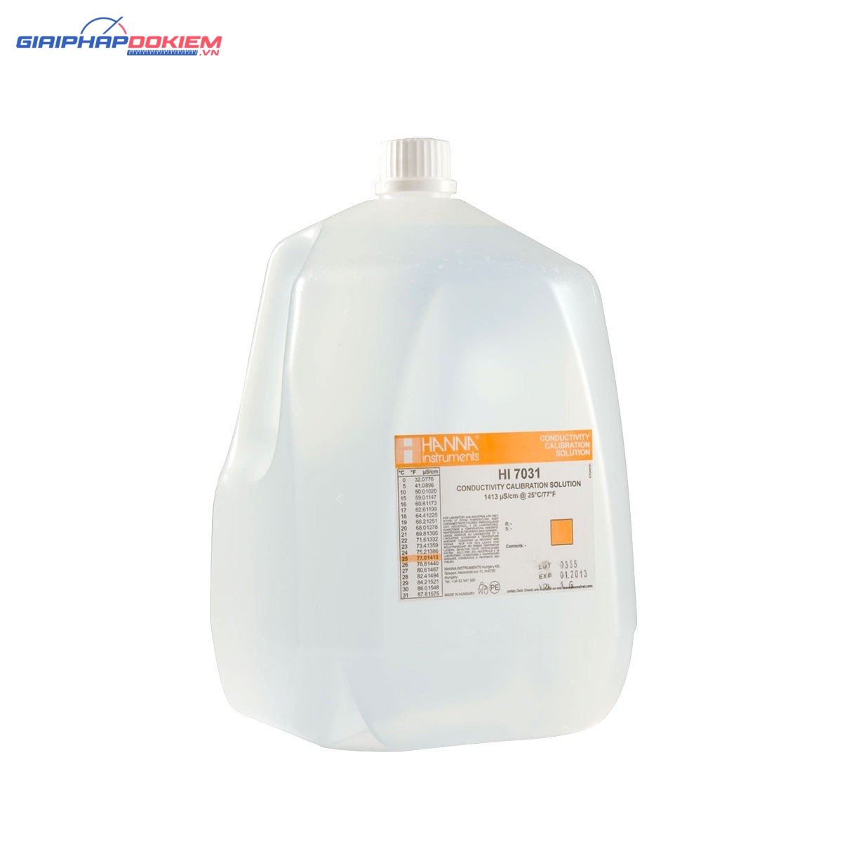 Dung Dịch Hiệu Chuẩn Độ Dẫn (EC) 1413 µS/cm, Chai 3.75 Lít Hanna HI7031/1G 1 Dung Dịch Hiệu Chuẩn Độ Dẫn (EC) 1413 µS/cm, Chai 3.75 Lít Hanna HI7031/1G