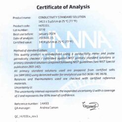 Dung Dịch Hiệu Chuẩn Độ Dẫn (EC) 1413 µS/cm, Chai 500mL Hanna HI7031L 3 dung dich hieu chuan do dan ec 1413 s cm chai 500ml hanna hi7031l 1