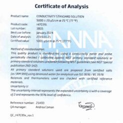 Dung Dịch Hiệu Chuẩn Độ Dẫn (EC) 5000 µS/cm, Chai 500mL Hanna HI7039L 3 dung dich hieu chuan do dan ec 5000 s cm chai 500ml hanna hi7039l 1