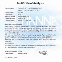 Dung Dịch Hiệu Chuẩn Độ Dẫn (EC) 80000 µS/cm, Chai 500mL Hanna HI7034L 3 dung dich hieu chuan do dan ec 80000 s cm chai 500ml hanna hi7034l 1