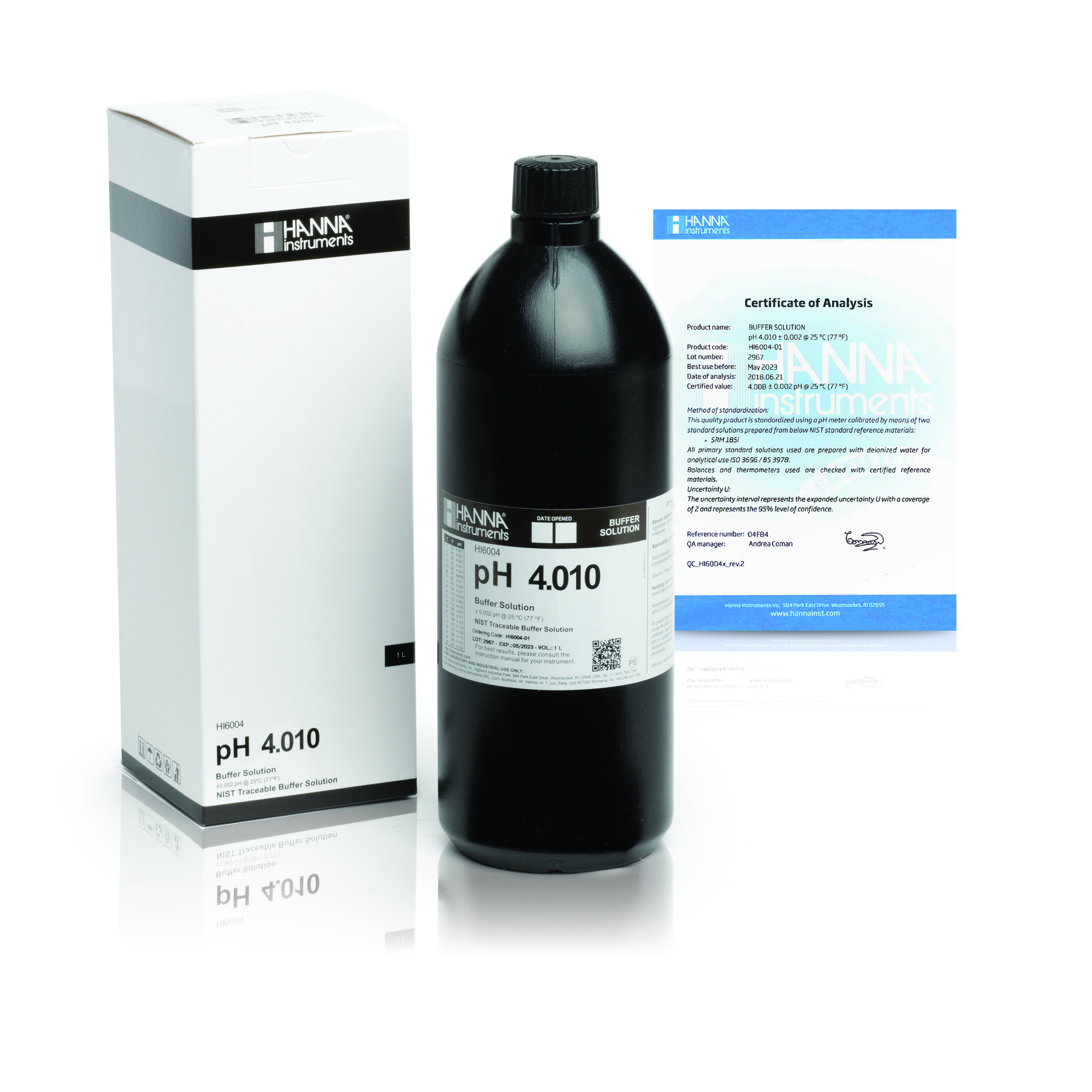 Dung Dịch Hiệu Chuẩn Millesimal pH 4.010, 1 Lít Hanna HI6004-01 1 Dung Dịch Hiệu Chuẩn Millesimal pH 4.010, 1 Lít Hanna HI6004-01