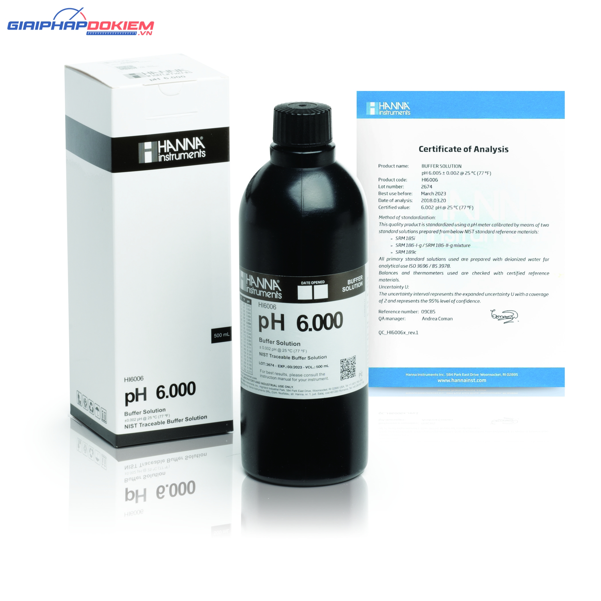 Dung Dịch Hiệu Chuẩn Millesimal pH 6.000, 500 mL Hanna HI6006 1 Dung Dịch Hiệu Chuẩn Millesimal pH 6.000, 500 mL Hanna HI6006