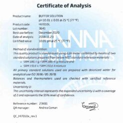 Dung Dịch Hiệu Chuẩn pH 10.01, Chai 500mL Hanna HI7010L 3 dung dich hieu chuan ph 1001 chai 500ml hanna hi7010l 1