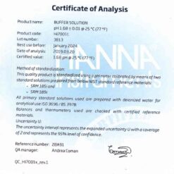 Dung Dịch Hiệu Chuẩn pH 1.68, Chai 500mL Hanna HI7001L 3 dung dich hieu chuan ph 168 chai 500ml hanna hi7001l 1