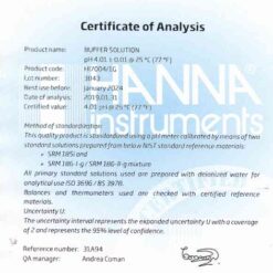 Dung Dịch Hiệu Chuẩn pH 4.01, Chai 3.75Lít Hanna HI7004/1G 3 dung dich hieu chuan ph 401 chai 375lit hanna hi7004 1g 1