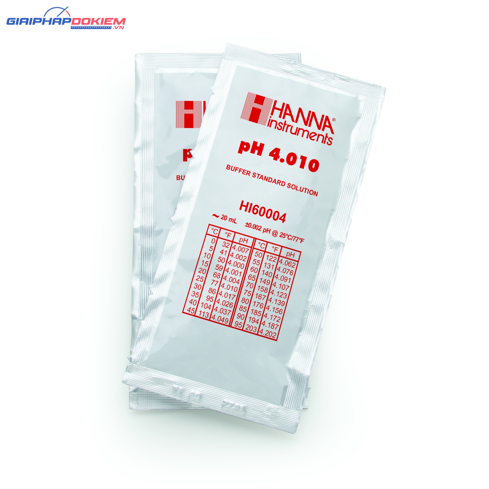 Dung Dịch Hiệu Chuẩn pH 4.010, gói 20mL (25 gói) Hanna HI60004-02 1 Dung Dịch Hiệu Chuẩn pH 4.010, gói 20mL (25 gói) Hanna HI60004-02