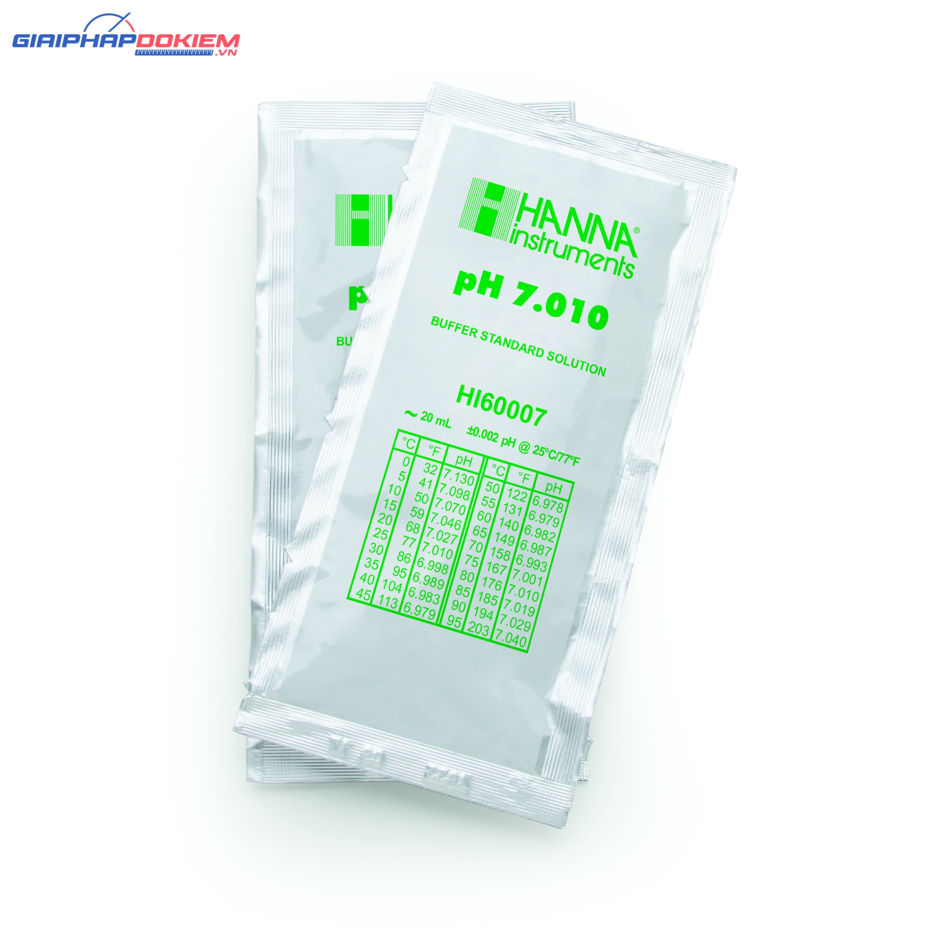 Dung Dịch Hiệu Chuẩn pH 7.010, gói 20mL (25 gói) Hanna HI60007-02 1 Dung Dịch Hiệu Chuẩn pH 7.010, gói 20mL (25 gói) Hanna HI60007-02