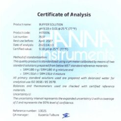 Dung Dịch Hiệu Chuẩn pH 9.18, Chai 500mL Hanna HI7009L 3 dung dich hieu chuan ph 918 chai 500ml hanna hi7009l 1