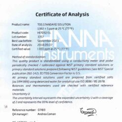 dung dich hieu chuan tds 1382 mg l ppm chai 1 lit hanna hi7032 1l 1