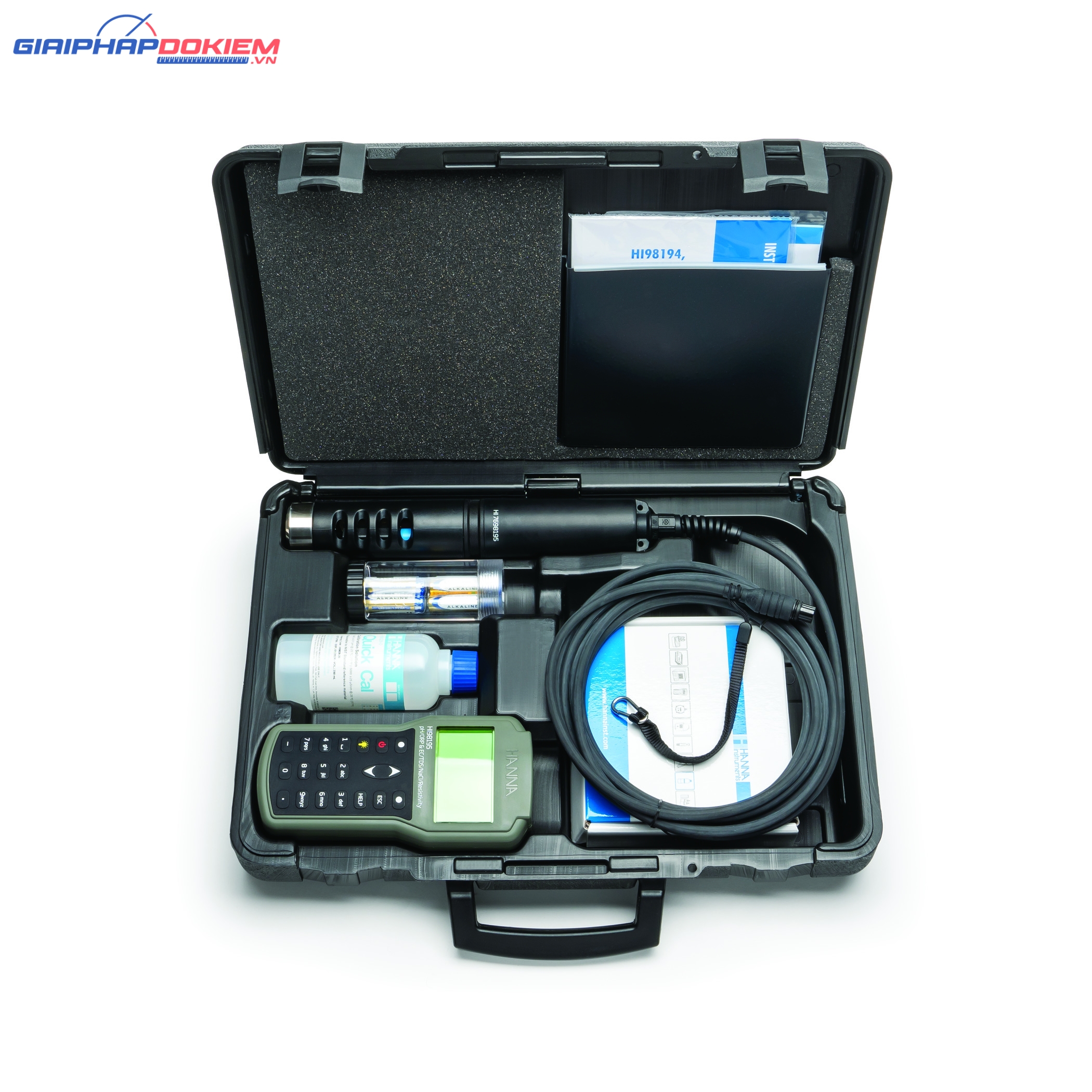 Máy Đo pH/ORP/EC/TDS/Độ Mặn/Trở Kháng/Áp Suất/Nhiệt Độ Chống Thấm Nước Hanna HI98195 5 Máy Đo pH/ORP/EC/TDS/Độ Mặn/Trở Kháng/Áp Suất/Nhiệt Độ Chống Thấm Nước Hanna HI98195