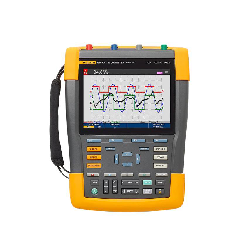 Máy hiện sóng cầm tay FLUKE-190-204-III (200Mhz, 4CH, 2,5 GS/s, Cách ly) 3 Máy hiện sóng cầm tay FLUKE-190-204-III (200Mhz, 4CH, 2,5 GS/s, Cách ly)